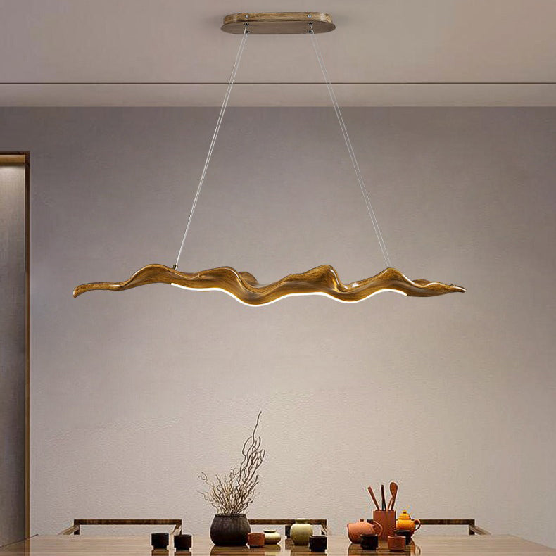 Japanese-Inspired Fiberglass Wave Drift LED Chandelier for Dining Room