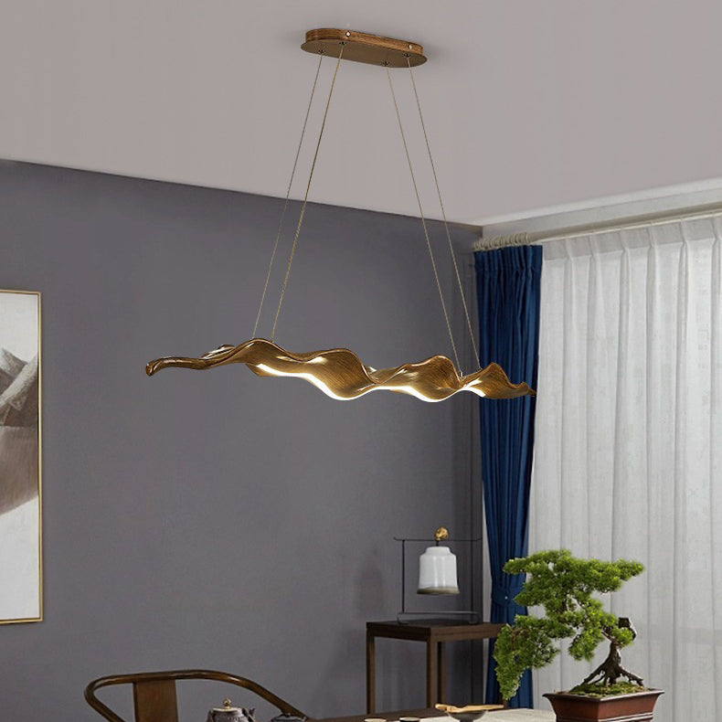 Japanese-Inspired Fiberglass Wave Drift LED Chandelier for Dining Room