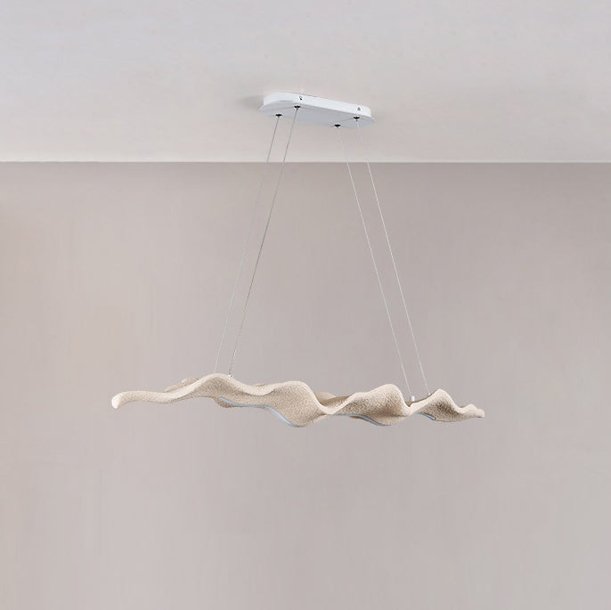 Japanese-Inspired Fiberglass Wave Drift LED Chandelier for Dining Room