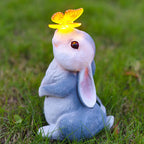 Art Deco Solar LED Outdoor Rabbit Light with Flower and