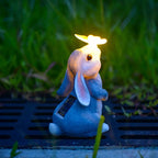 Art Deco Solar LED Outdoor Rabbit Light with Flower and
