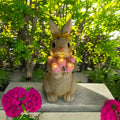 Art Deco Solar LED Outdoor Rabbit Light with Flower and