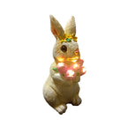 Art Deco Solar LED Outdoor Rabbit Light with Flower and
