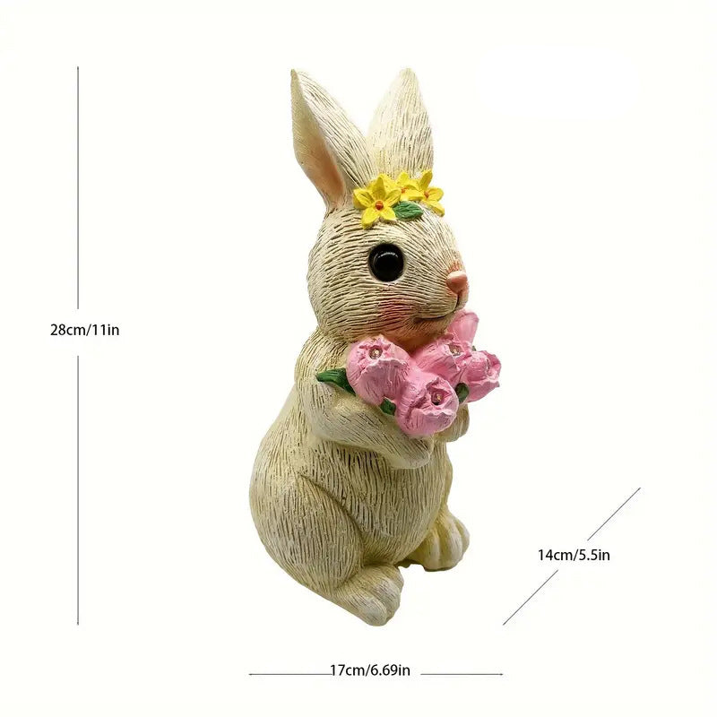Art Deco Solar LED Outdoor Rabbit Light with Flower and