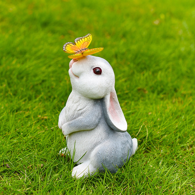 Art Deco Solar LED Outdoor Rabbit Light with Flower and