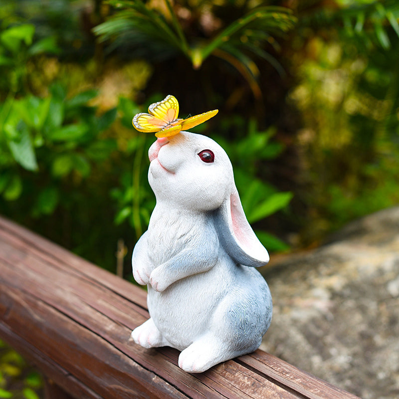 Art Deco Solar LED Outdoor Rabbit Light with Flower and