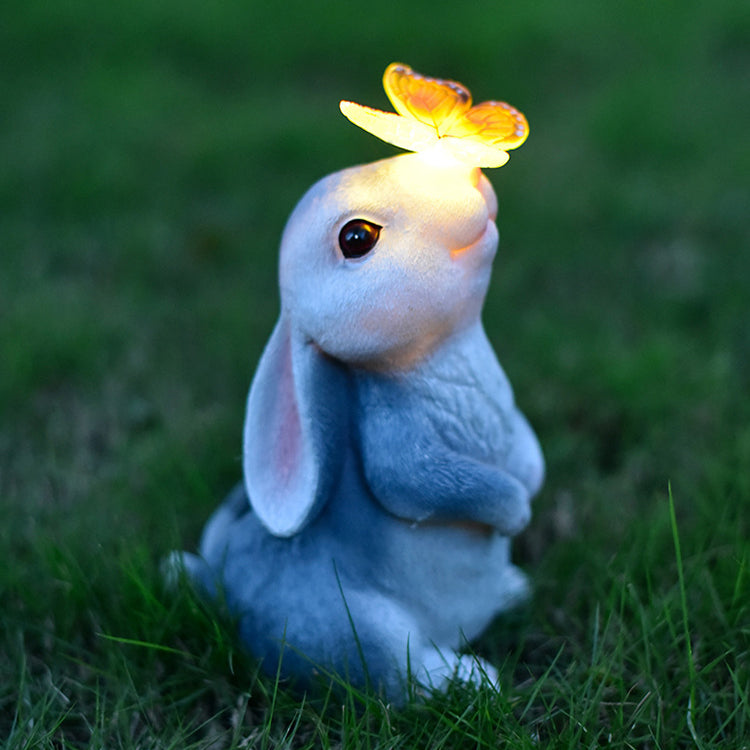 Art Deco Solar LED Outdoor Rabbit Light with Flower and