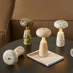 Rechargeable Marble Pattern Acrylic LED Table Lamp - Traditional Japanese Design for Bedside