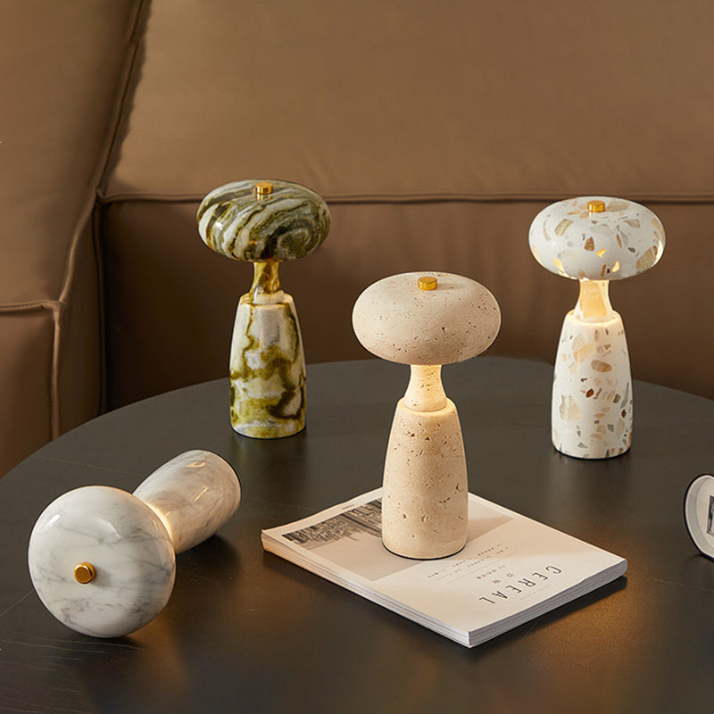 Rechargeable Marble Pattern Acrylic LED Table Lamp - Traditional Japanese Design for Bedside