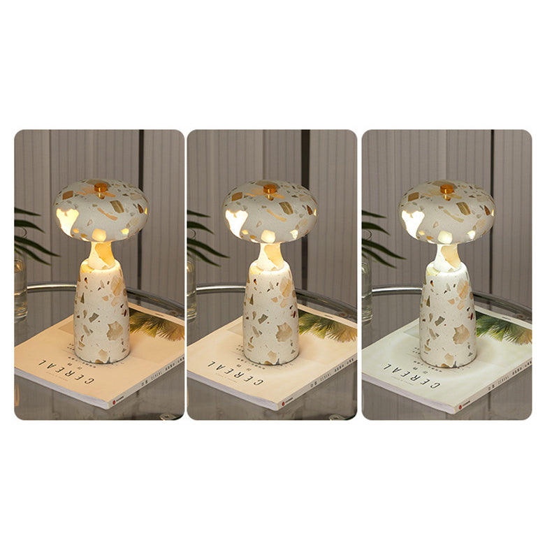 Rechargeable Marble Pattern Acrylic LED Table Lamp - Traditional Japanese Design for Bedside