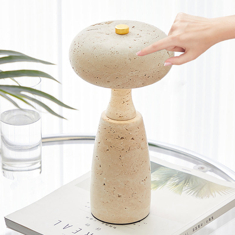 Rechargeable Marble Pattern Acrylic LED Table Lamp - Traditional Japanese Design for Bedside