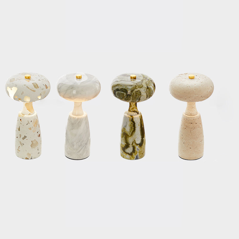 Rechargeable Marble Pattern Acrylic LED Table Lamp - Traditional Japanese Design for Bedside