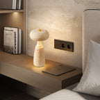 Rechargeable Marble Pattern Acrylic LED Table Lamp - Traditional Japanese Design for Bedside