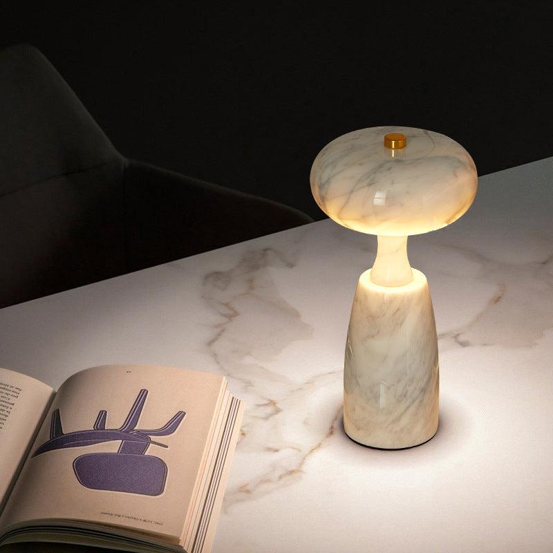 Rechargeable Marble Pattern Acrylic LED Table Lamp - Traditional Japanese Design for Bedside