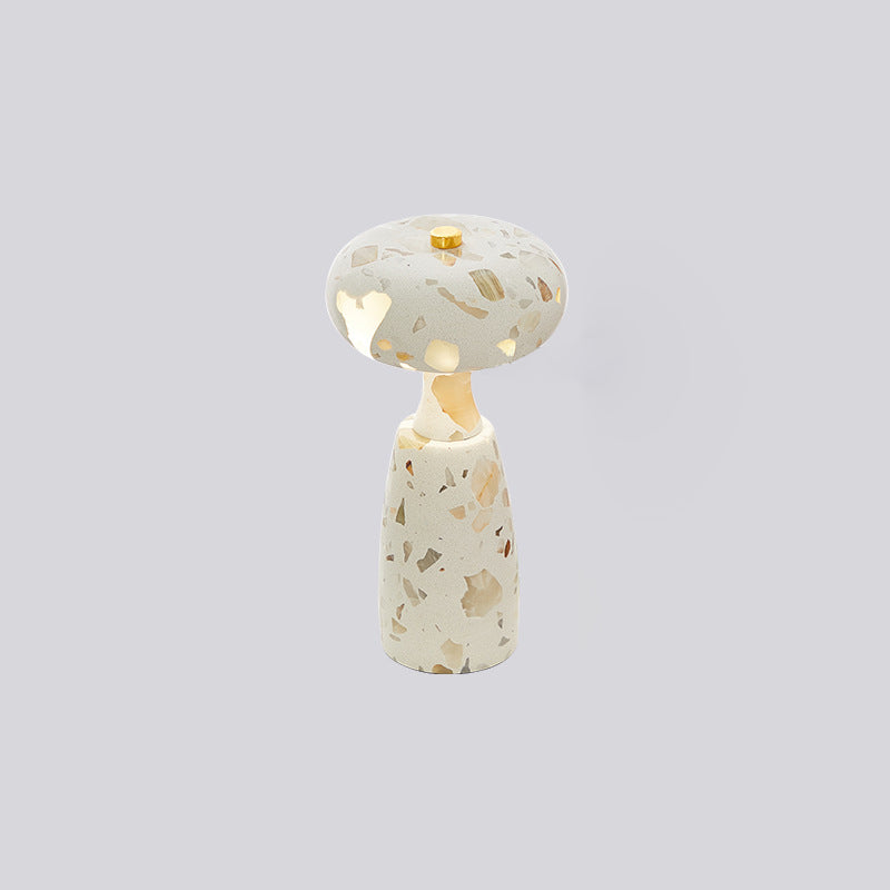 Rechargeable Marble Pattern Acrylic LED Table Lamp - Traditional Japanese Design for Bedside