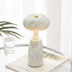 Rechargeable Marble Pattern Acrylic LED Table Lamp - Traditional Japanese Design for Bedside