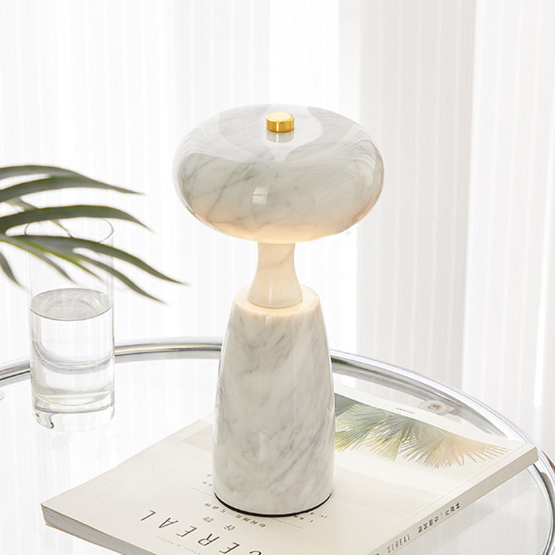 Rechargeable Marble Pattern Acrylic LED Table Lamp - Traditional Japanese Design for Bedside