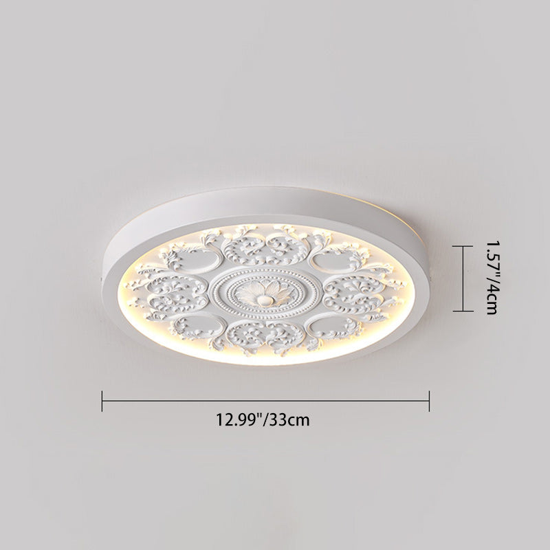 Elegant Round Engraved Flower LED Flush Mount Ceiling Light