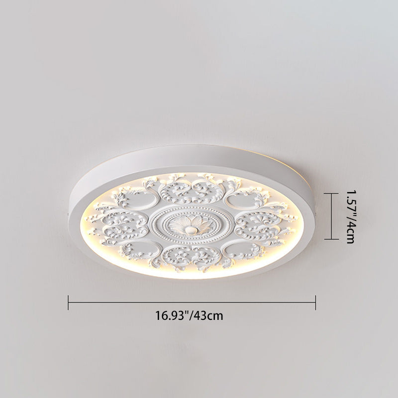 Elegant Round Engraved Flower LED Flush Mount Ceiling Light
