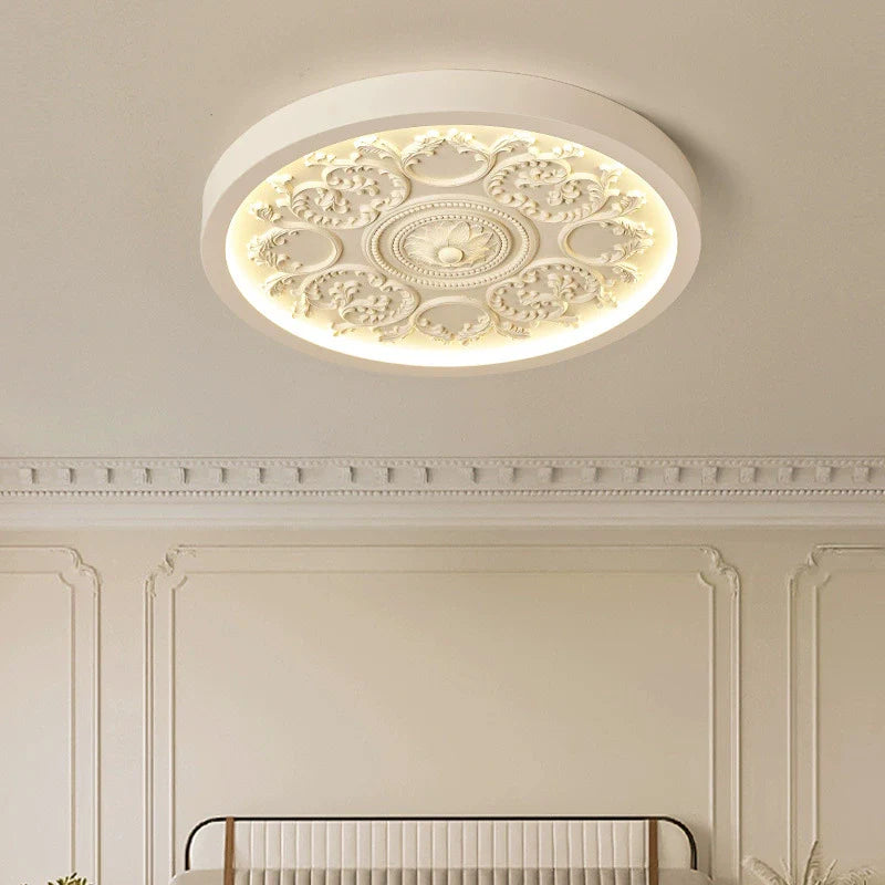 Elegant Round Engraved Flower LED Flush Mount Ceiling Light