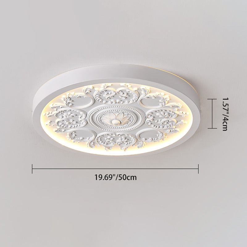 Elegant Round Engraved Flower LED Flush Mount Ceiling Light
