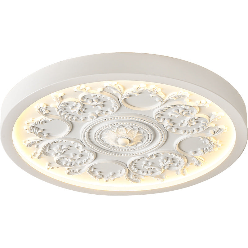 Elegant Round Engraved Flower LED Flush Mount Ceiling Light