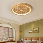Elegant Round Engraved Flower LED Flush Mount Ceiling Light