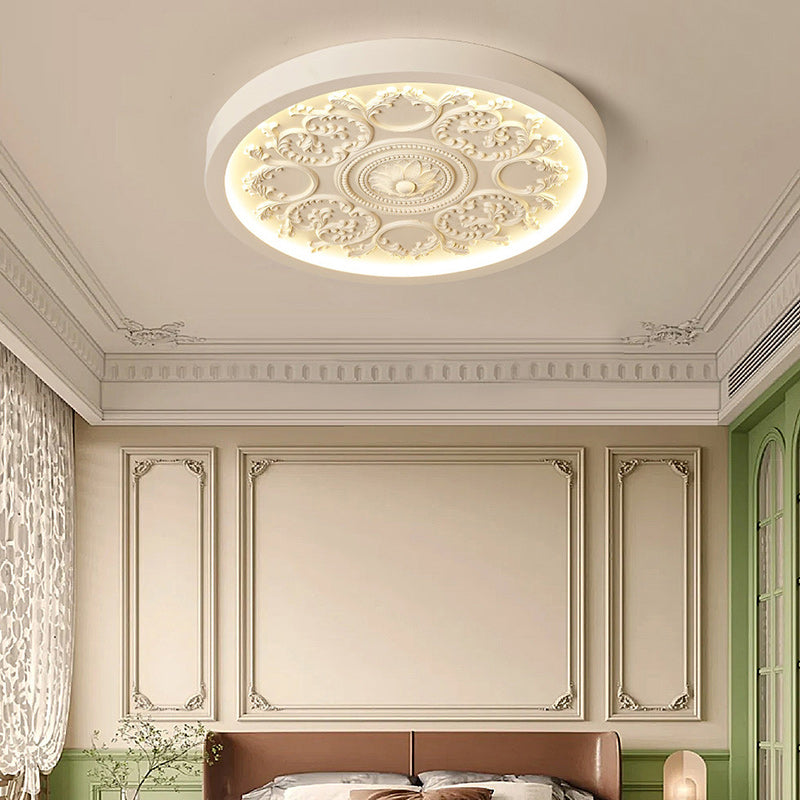 Elegant Round Engraved Flower LED Flush Mount Ceiling Light