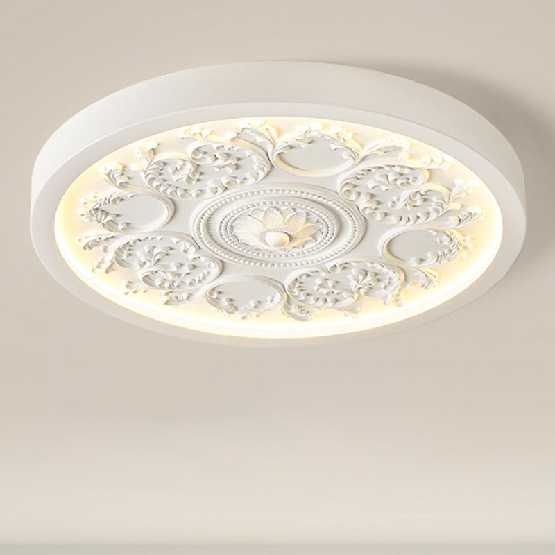 Elegant Round Engraved Flower LED Flush Mount Ceiling Light