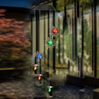 Premium Boho Solar Wind Chime with LED Moon, Sun, and Star