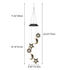 Premium Boho Solar Wind Chime with LED Moon, Sun, and Star