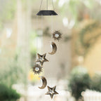 Premium Boho Solar Wind Chime with LED Moon, Sun, and Star