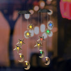 Premium Boho Solar Wind Chime with LED Moon, Sun, and Star