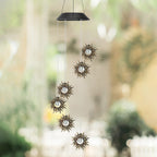 Premium Boho Solar Wind Chime with LED Moon, Sun, and Star