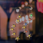 Premium Boho Solar Wind Chime with LED Moon, Sun, and Star