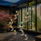 Premium Boho Solar Wind Chime with LED Moon, Sun, and Star