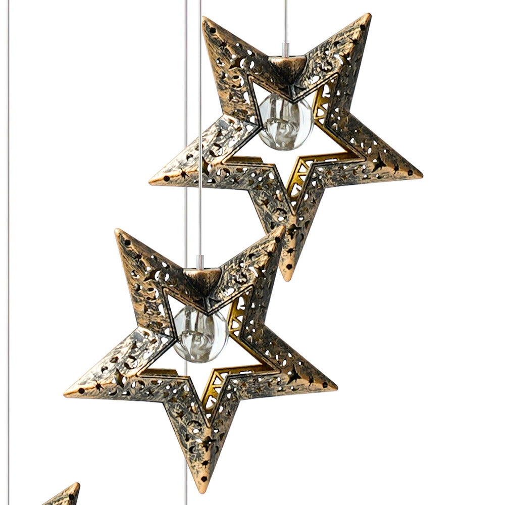 Premium Boho Solar Wind Chime with LED Moon, Sun, and Star