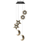 Premium Boho Solar Wind Chime with LED Moon, Sun, and Star