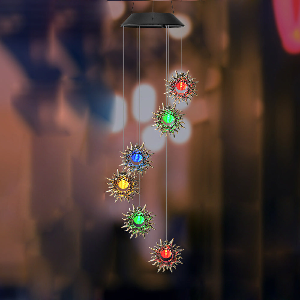 Premium Boho Solar Wind Chime with LED Moon, Sun, and Star