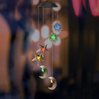 Premium Boho Solar Wind Chime with LED Moon, Sun, and Star