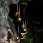 Premium Boho Solar Wind Chime with LED Moon, Sun, and Star