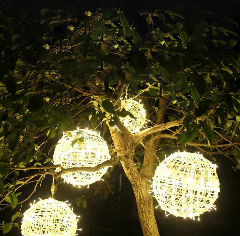 Art Deco Waterproof LED Hanging Ball Light for Outdoor Garden Decor