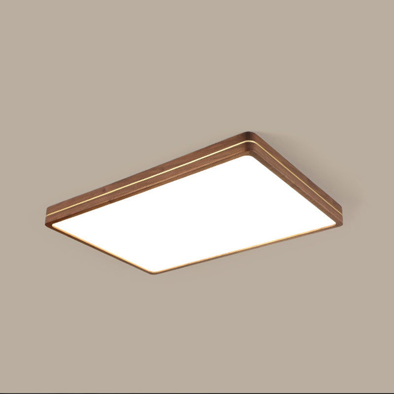 Walnut Finish Slim LED Flush Mount Light