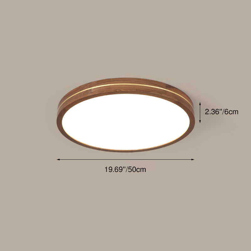 Walnut Finish Slim LED Flush Mount Light