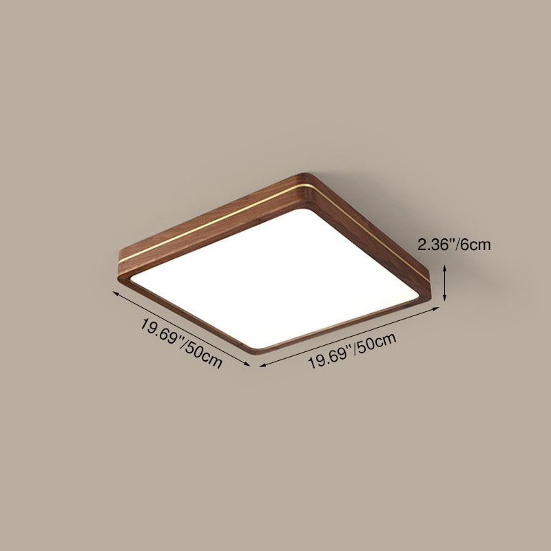 Walnut Finish Slim LED Flush Mount Light