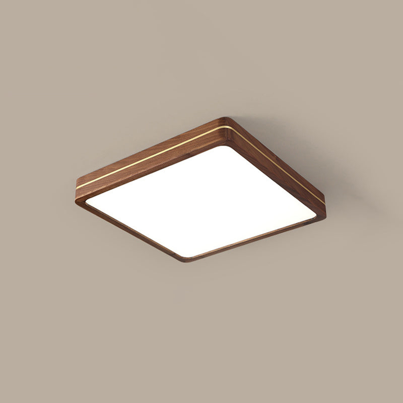 Walnut Finish Slim LED Flush Mount Light