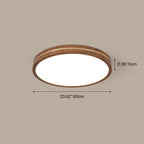 Walnut Finish Slim LED Flush Mount Light