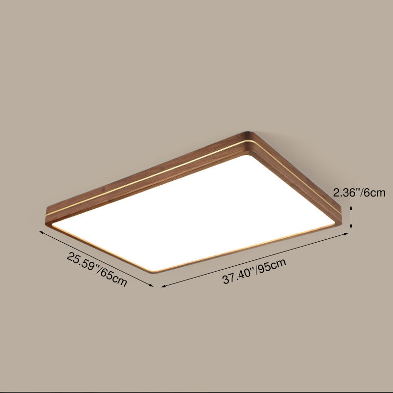 Walnut Finish Slim LED Flush Mount Light