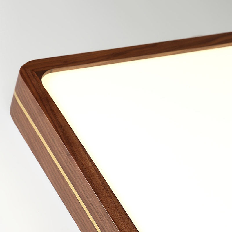 Walnut Finish Slim LED Flush Mount Light