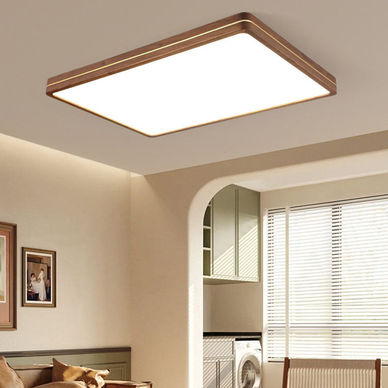 Walnut Finish Slim LED Flush Mount Light